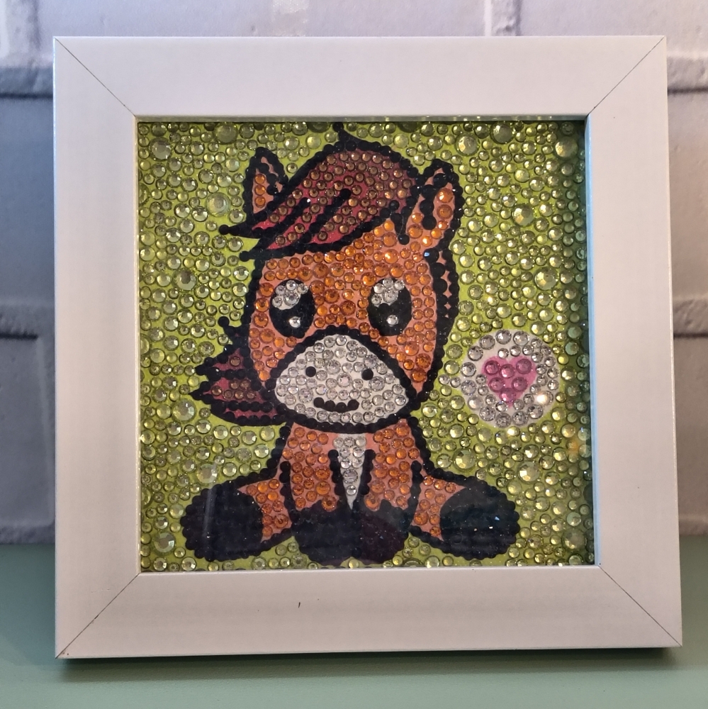 Hand Crafted Rhinestone Horsey Love Shelf Decor